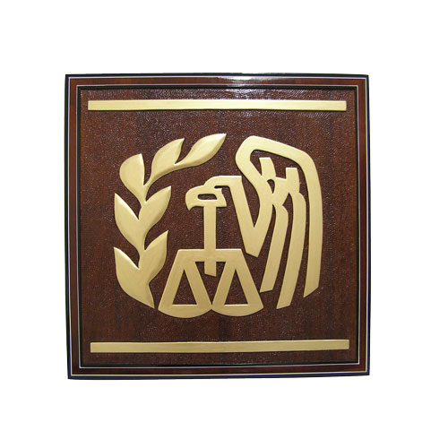 Internal Revenue Service (IRS) Gold Wooden  Emblem
