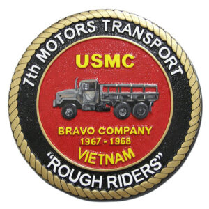 (USMC) 7th Motors Transport Rough Rider wooden seal plaques & logo emblems